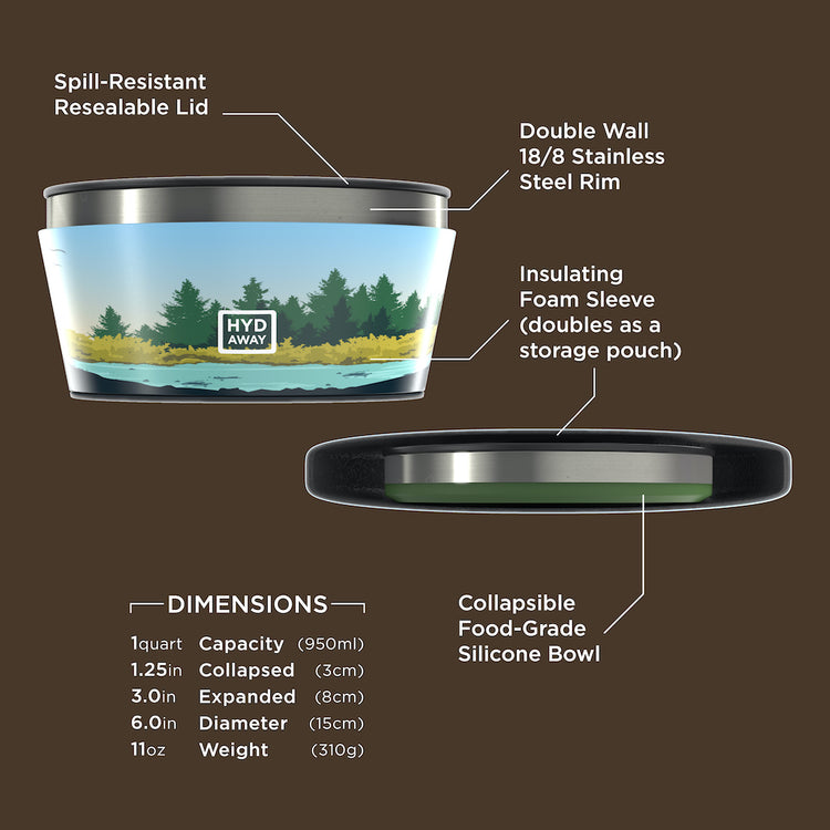 HYDAWAY-Collapsible Insulated Bowl-1Qt-Metolius#color_metolius