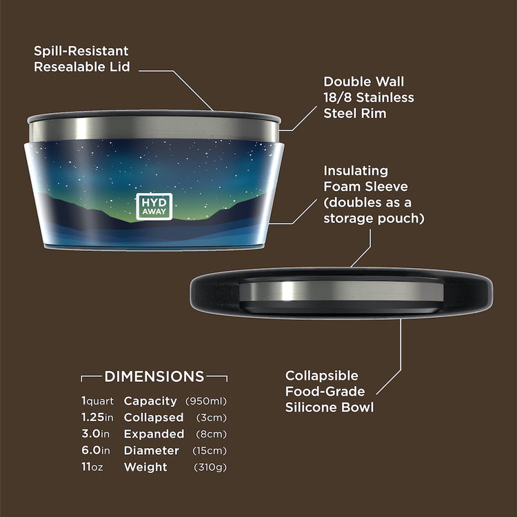 HYDAWAY-Collapsible Insulated Bowl-1Qt-Yukon#color_yukon