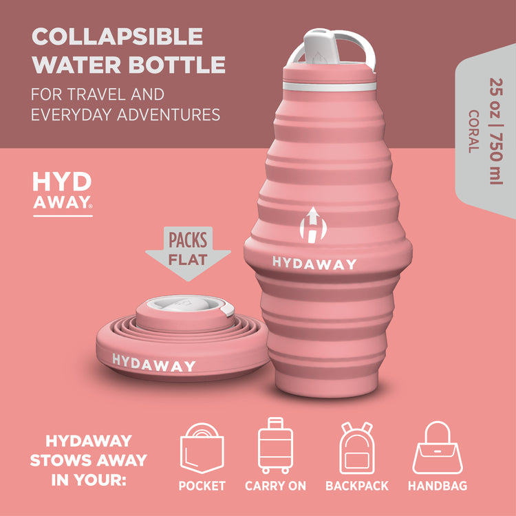HYDAWAY-Collapsible-Water-Bottle-Coral-25oz#color_coral